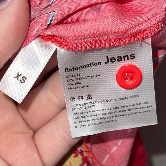 Reformation Coral Hawaiian Print Denise Button Down Floral Midi Dress Size XS - Picture 11 of 12